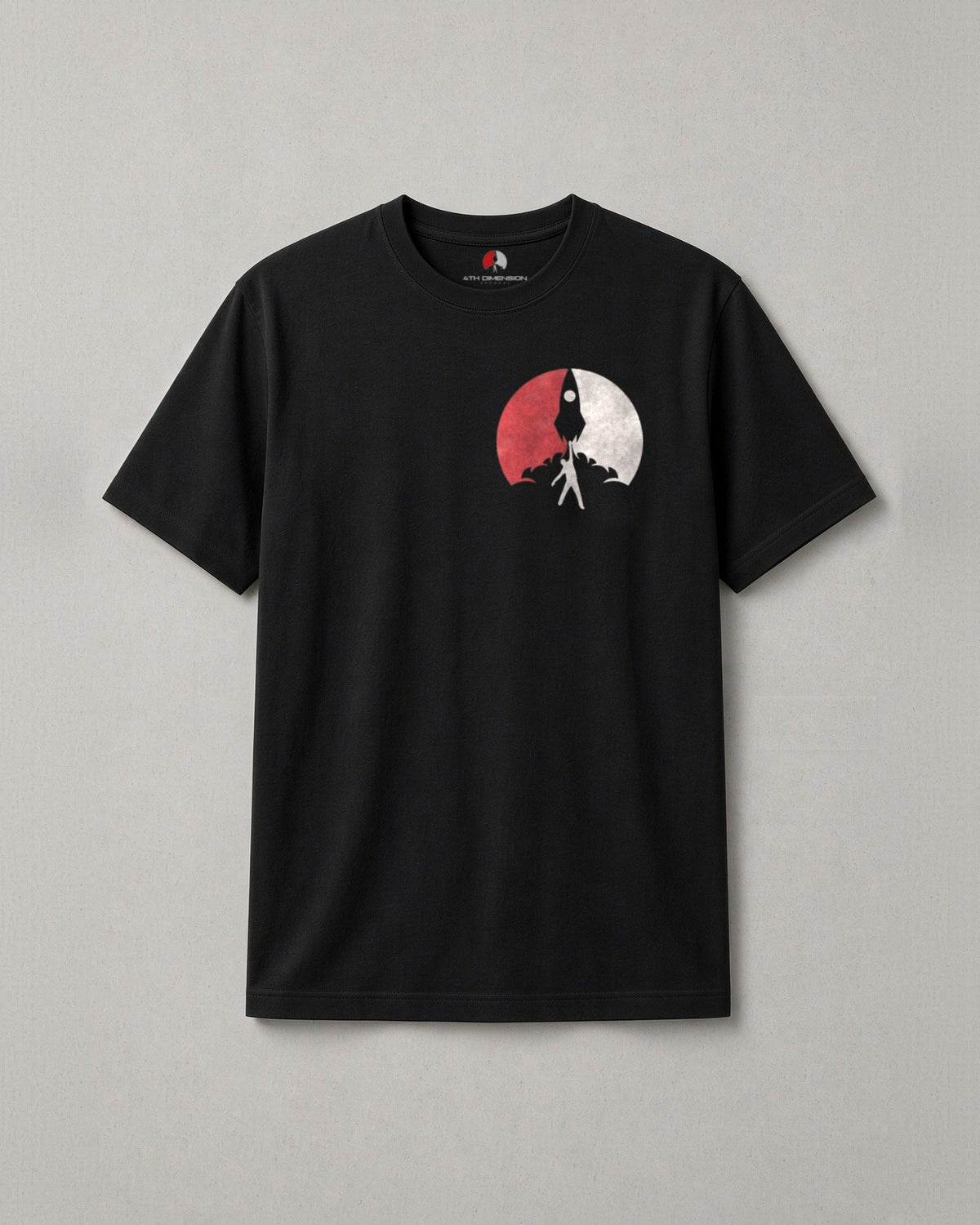 Situations recovery t-shirt front: black tee with the 4th Dimension mark on the chest