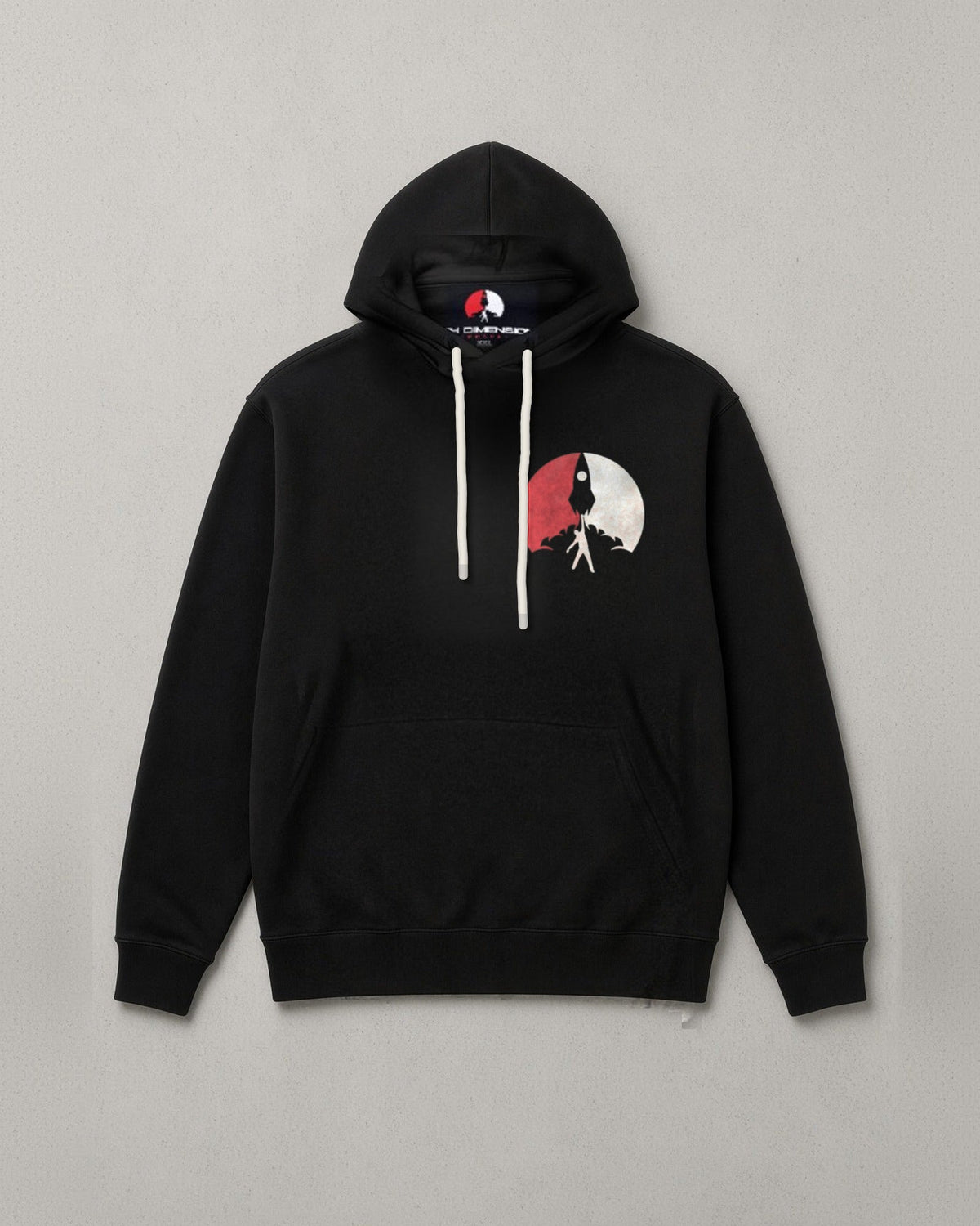 Situations hoodie front: black hoodie with the 4th Dimension mark on the chest